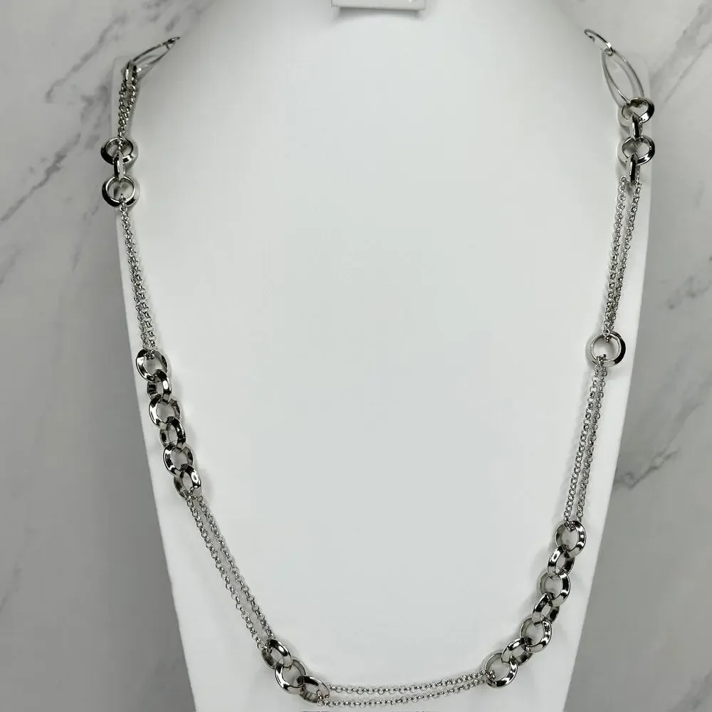 Silver Tone Mixed Link Chain Necklace ✨